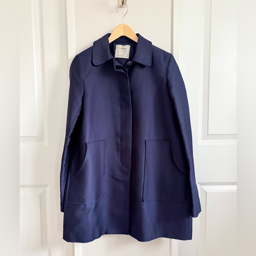 Zara Basic Spring Navy Coat – Size M